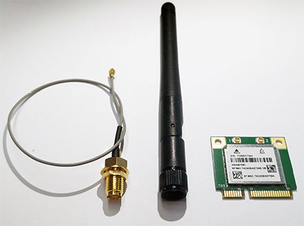 Wireless LAN / Bluetooth Mini-PCI Express [AzureWave AW-NB159H] -- With pigtail/Antenna -- [Jetway WLAN Kit]