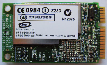 Wireless LAN Mini-PCI Express [Broadcom BCM94321MC] (300 Mbit)