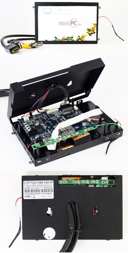 CTFHD700-<b>HM-M</b> - HDMI 7" TFT - Multi-Touchscreen USB - <b>OPEN-FRAME</b> (<b>800nits , TMR-Technology</b>)
