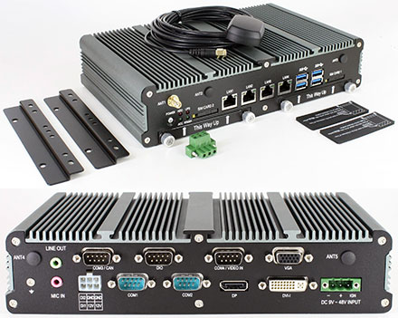 FleetPC-8-i7C Car-PC (Intel Core i7-6600U 2x3.4Ghz, 4GB RAM, Autostart-Controller, 9-48V Automotive PSU, GPS, 4x LAN) [<b>FANLESS</b>]