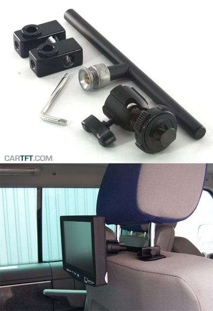 Headrest mounting unit f. CarTFT displays
