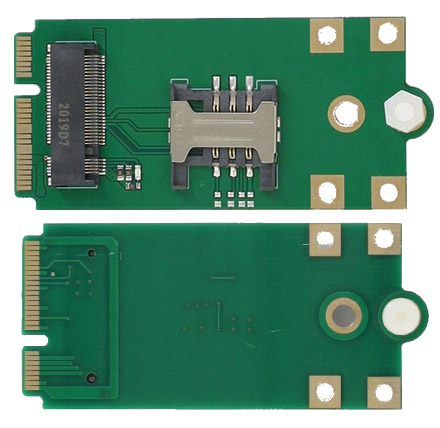 NGFF (M.2) WWAN/LTE/3G/4G/5G to Mini-PCIe module (internal, with SIM-slot)