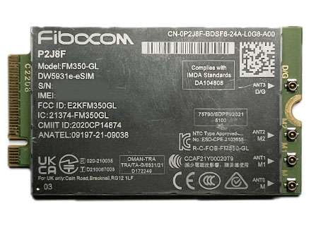 Fibocom FM350-GL 3G/4G/LTE/5G M.2 NGFF Modem [ 3G / 4G / 5G / GPS ]