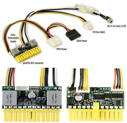 picoPSU-150-XT DC/DC (150 Watt) + AC/DC 120W Adapter + power cord [Bundle]