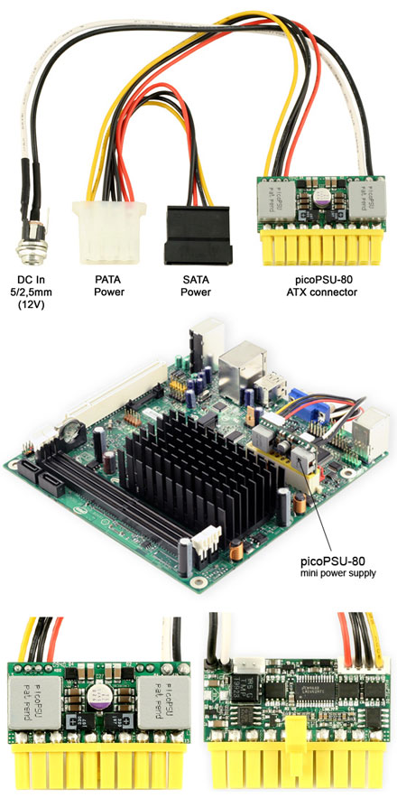 picoPSU-80 DC/DC PC ATX power supply (Fanless, 80 Watt)